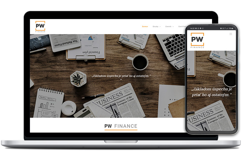 PW Finance webová stránka