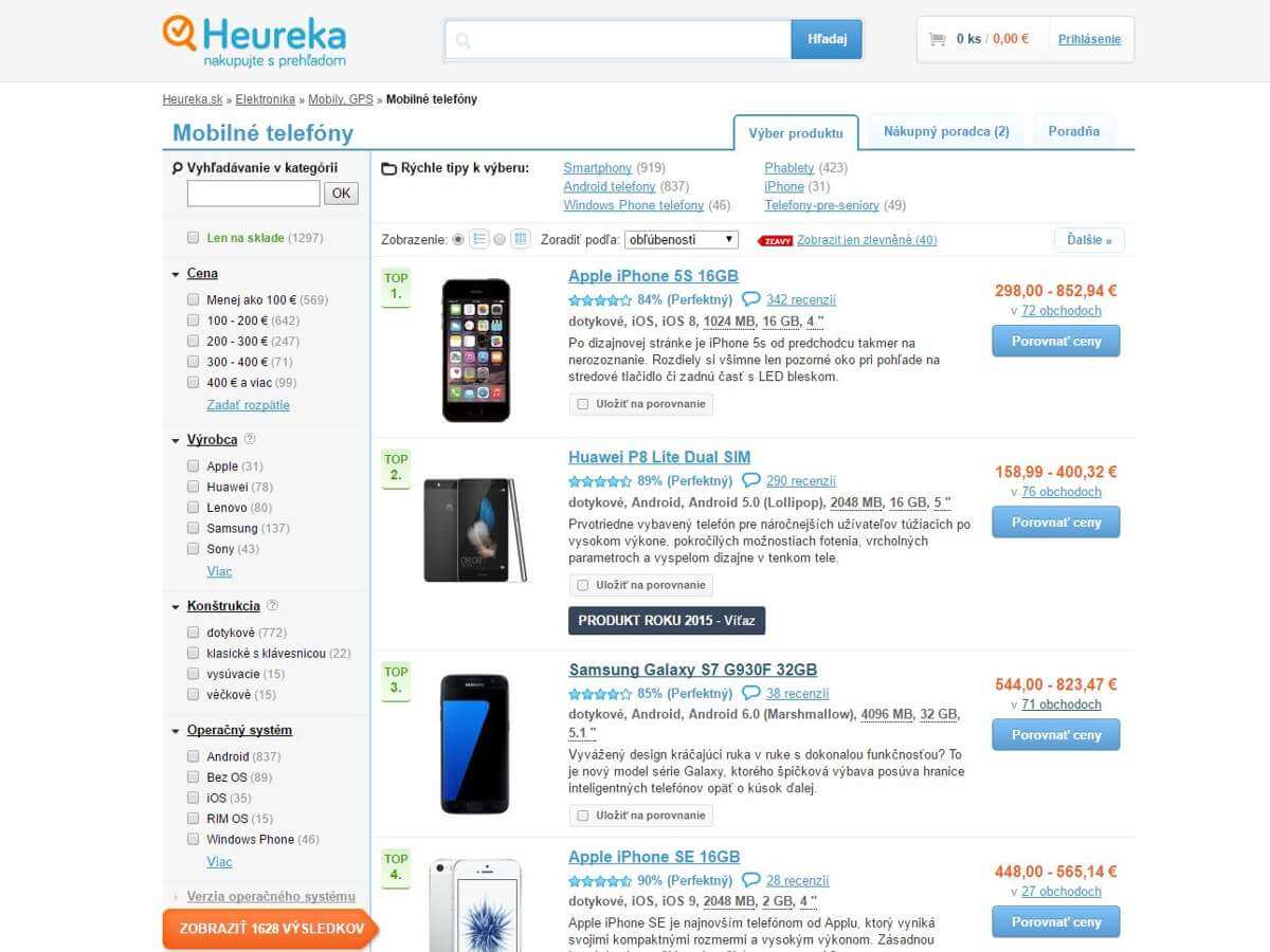 Heureka - mobilné telefóny