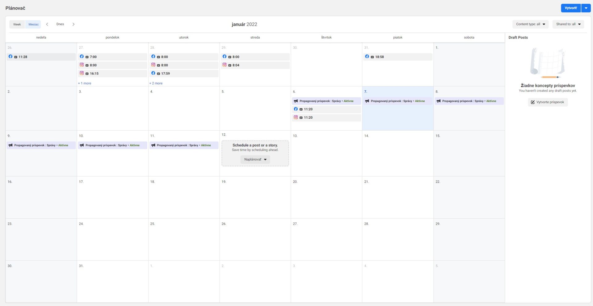 Plánovač - kalendár