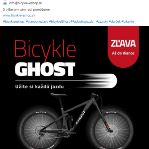Bicykle-eshop - Facebook príspevok