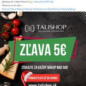 Talishop - Facebook príspevok