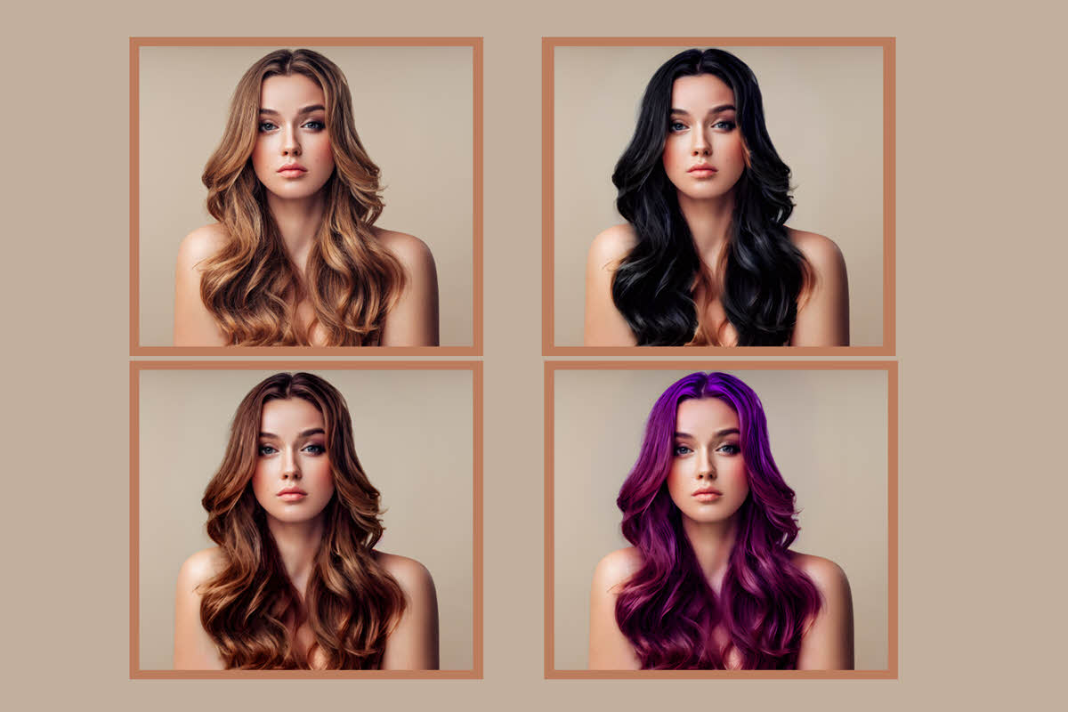 Zobrazenie rôznych odtieňov vlasov na modelke